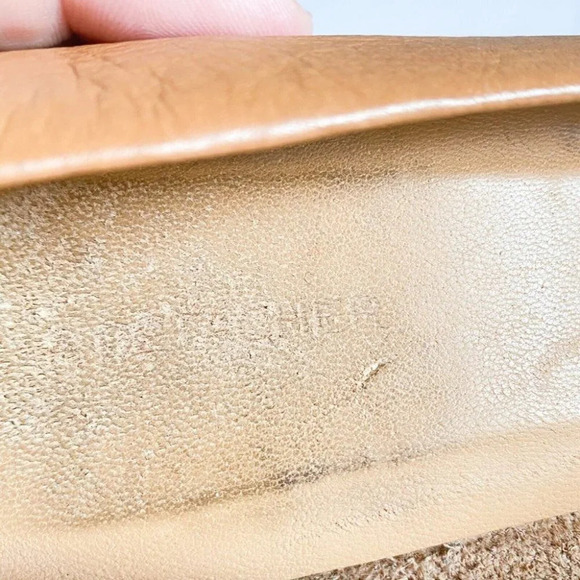 Camel Beige Leather Made in  Peru Clog Wood Sole Heels 7 - Picture 7 of 9